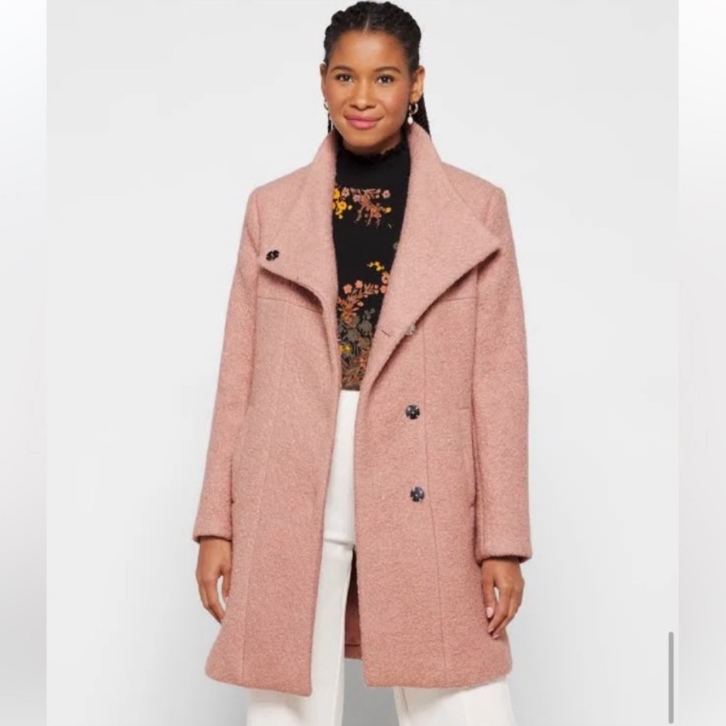 Kenneth Cole Boucle Pink Coat